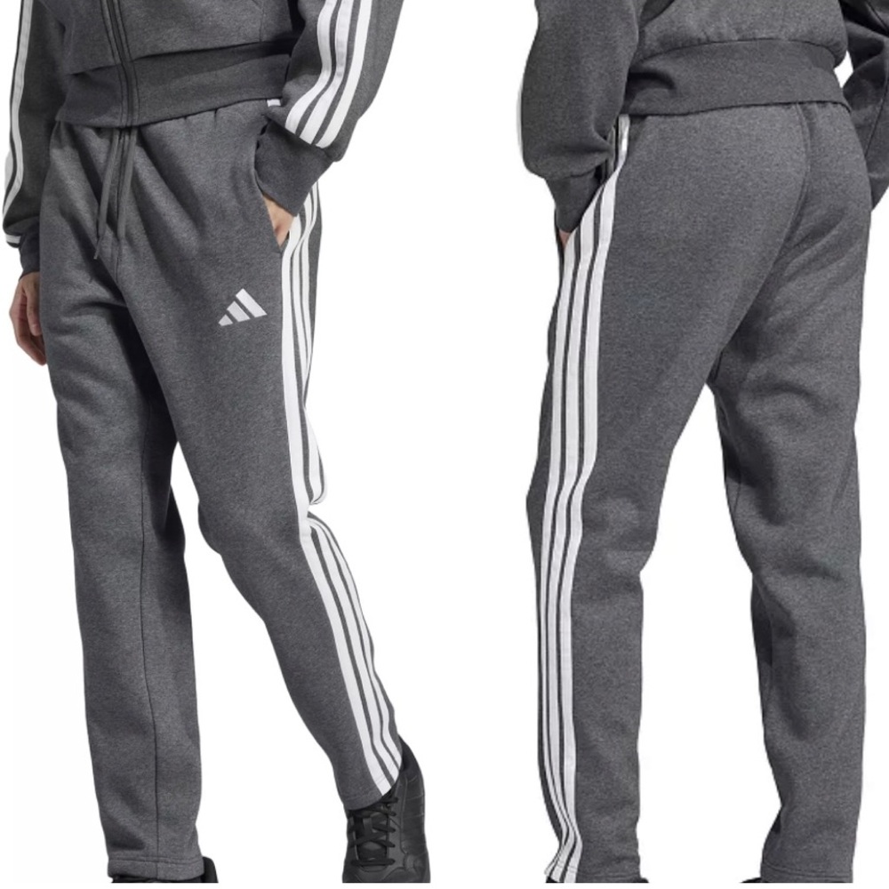 🚨 NWT Adidas Dark Gray w/White Stripes Sweatpants Size Large